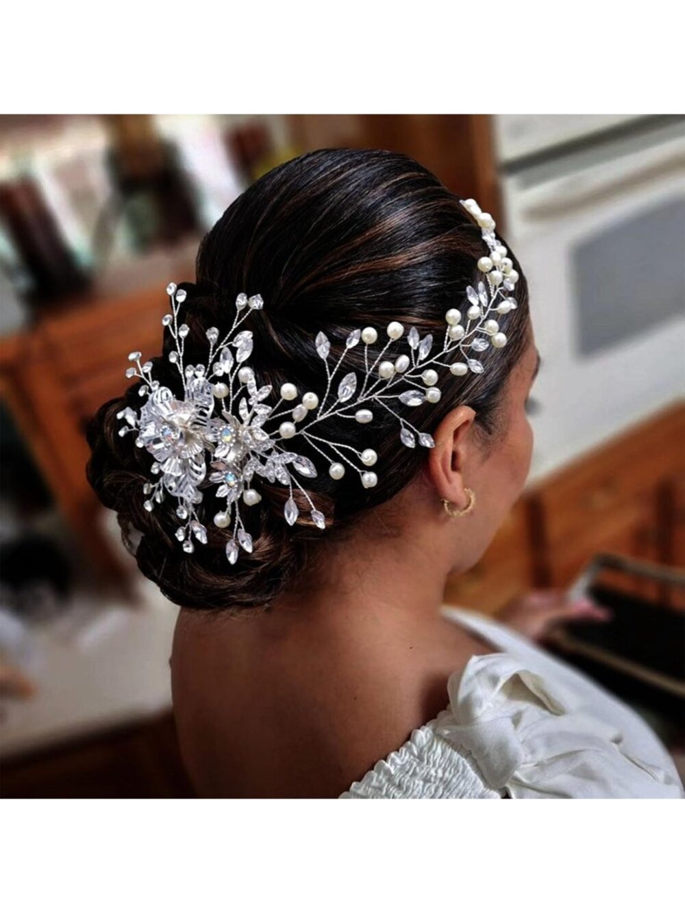 Women's Silver Elegant Rhinestone Bridal Head Band Wedding Headpiece